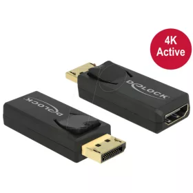   Delock Átalakító - 65573 (Displayport 1.2 -> HDMI, apa/anya, Max.: 3840x2160 @ 60Hz, 3D, HDCP, DTS, aktív, fekete)