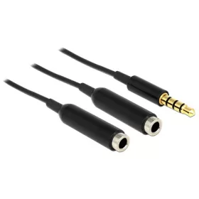   Delock Jack stereo 3,5mm (4pin) -> 2 Jack stereo 3,5mm (4pin) M/F audio kábel 0.25m fekete