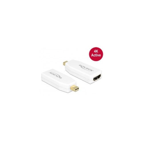 Delock ADA Delock 65582 miniDisplayport 1.2 dugós csatl. - HDMI csatlakozóhüvely 4K aktív - Fehér