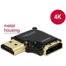   Delock ADA Delock 65660 HDMI-A anya > HDMI-A apa High Speed HDMI Ethernettel 4K 90° balra elforgatott adapter - Fekete