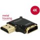 Delock ADA Delock 65660 HDMI-A anya > HDMI-A apa High Speed HDMI Ethernettel 4K 90° balra elforgatott adapter - Fekete