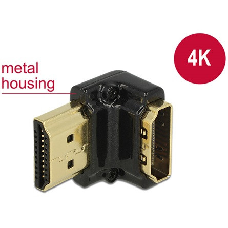 Delock HDMI 1.4 M/F adapter fekete 4k, 90° le