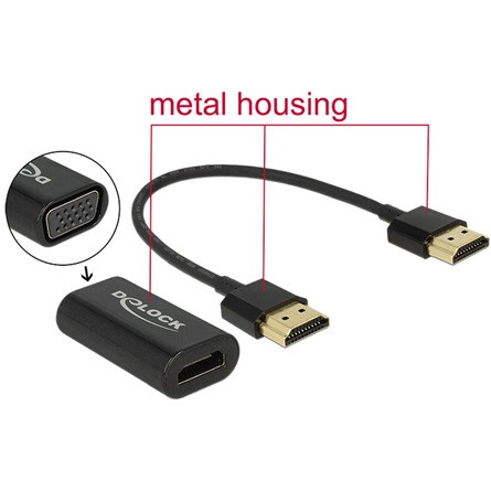 Delock KAB Delock 65667 HDMI-A csatl. dugó > VGA csatl. hüvely adapter - 0,15m