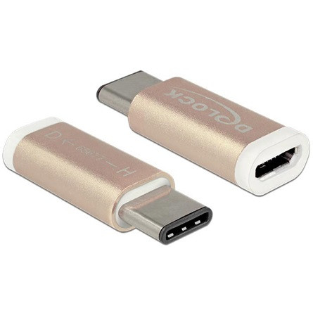 Delock ADA Delock 65677 ZSB Type-C 2.0 apa csatl. hüvely > USB2.0 micro-B anya csatl. hüvely - Réz