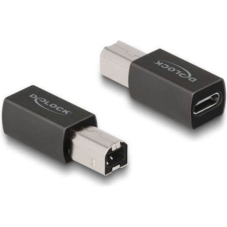 Delock USB-B 2.0 -> USB-C M/F adapter fekete