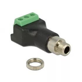   Delock Jack stereo 3,5mm -> Terminal block 3 pin F/F adapter fekete