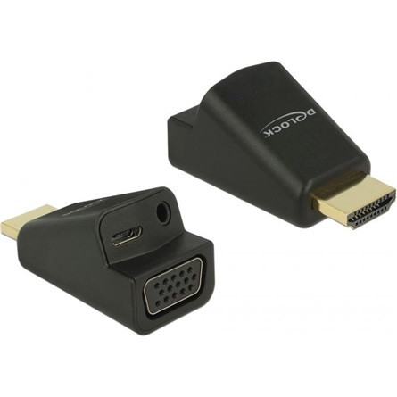 Delock HDMI -> VGA Jack stereo 3,5mm M/F adapter fekete