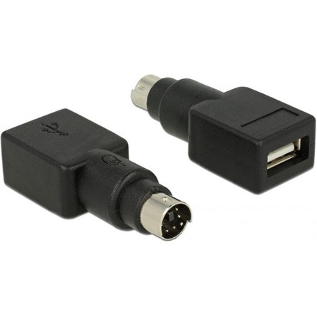 Delock PS/2 -> USB-A 2.0 M/F adapter fekete