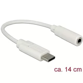   Delock USB-C -> Jack stereo 3,5mm (4pin) M/F adapter 0.14m fehér