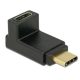 Delock USB-C - USB-C M/F adapter fekete 90° fel/le