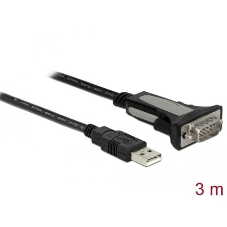 Delock USB-A 2.0 -> Serial RS-232 DB9 M/M adatkábel 3m fekete