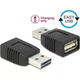   Delock Easy-USB A -> USB-A 2.0 M/F adapter fekete csak töltéshez