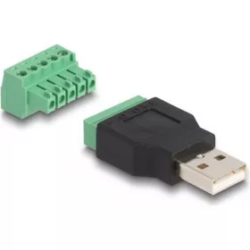   Delock USB-A 2.0 -> Terminal block 5pin M/F adapter fekete