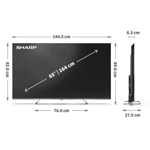 SHARP 65JP7265E 65"/164cm 4K Ultra HD QLED MiniLED Google TV Harman/Kardon hangszórókkal, 3840x2160, 4xHDMI/2xUSB