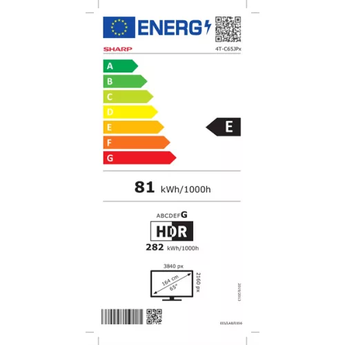 SHARP 65JP7265E 65"/164cm 4K Ultra HD QLED MiniLED Google TV Harman/Kardon hangszórókkal, 3840x2160, 4xHDMI/2xUSB