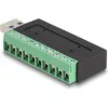 Delock USB-A 3.2 Gen1 -> Terminal block 10pin M/F adapter fekete