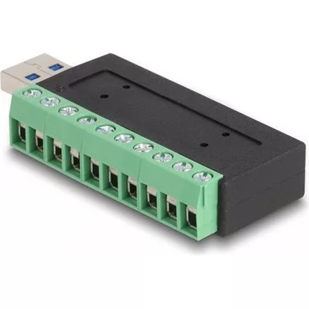Delock USB-A 3.2 Gen1 -> Terminal block 10pin M/F adapter fekete