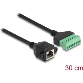   Delock RJ45 CAT6 UTP -> Terminal block 8pin F/F adatkábel 0.3m fekete