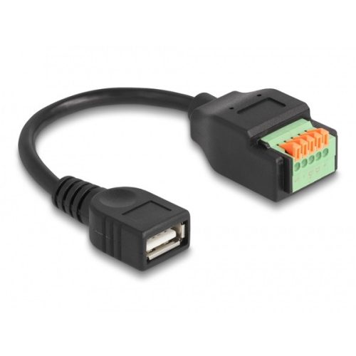 Delock Adapter - 66062 (USB 2.0 kábel anya - terminal block lenyomó gombbal, 15cm)