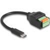 Delock USB-C -> Terminal block 5pin M/F adapter 0.15m fekete