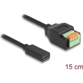   Delock USB-C -> Terminal block 5pin F/F adapter 0.15m fekete