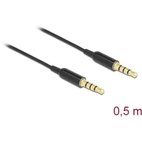   Delock Jack stereo 3,5mm (4pin) -> Jack stereo 3,5mm (4pin) M/M audio kábel 0.5m fekete Ultra Slim