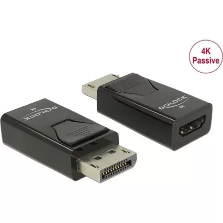 Delock DisplayPort 1.2 -> HDMI 1.4 M/F adapter fekete
