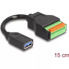   Delock USB-A 3.2 Gen1 -> Terminal block 10pin F/F adapter 0.15m fekete