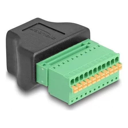 Delock RJ50 -> Terminal block 11pin F/F adapter fekete