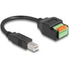 Delock USB-B 2.0 -> Terminal block 5pin M/F adapter 0.15m fekete