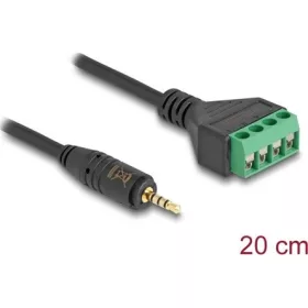   Delock Jack stereo 2,5mm (4pin) -> Terminal block 4pin M/F audio kábel 0.2m fekete