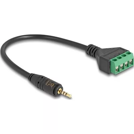 Delock Jack stereo 2,5mm (4pin) -> Terminal block 4pin M/F audio kábel 0.2m fekete