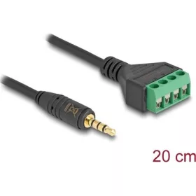   Delock Jack stereo 3,5mm (4pin) -> Terminal block 4pin M/F audio kábel 0.2m fekete
