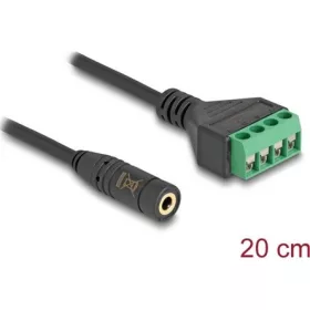  Delock Jack stereo 3,5mm (4pin) -> Terminal block 4pin F/F audio kábel 0.2m fekete