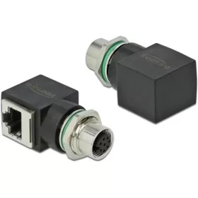   Delock M12 8pin A-code -> RJ45 CAT6A UTP F/F adapter fekete IP67