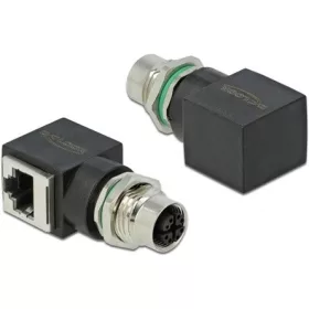   Delock M12 8pin X-code -> RJ45 CAT6A UTP F/F adapter fekete IP67