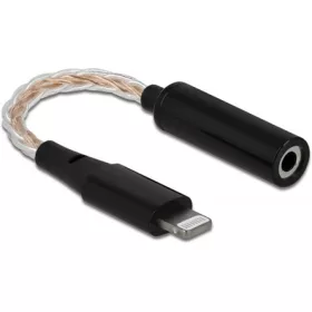   Delock Lightning -> Jack stereo 3,5mm (4pin) M/F adapter 0.1m fekete DAC 24 Bit/48 kHz Hi-Res