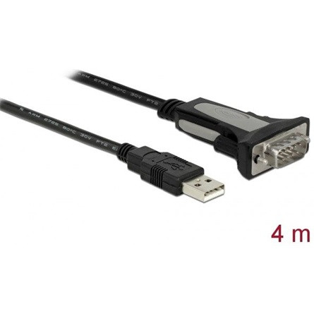 Delock USB-A 2.0 -> Serial RS-232 DB9 M/M adatkábel 4m fekete