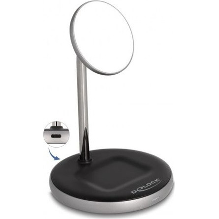 Delock Vezetéknélküli töltő 2 az 1-bn 5 W / 7,5 W / 10 W / 15 W   Qi szolgáltatásokkal