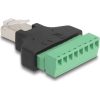 Delock RJ45 -> Terminal block 8pin M/F adapter fekete