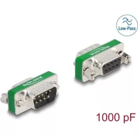   Delock RF/EMI interferencia elnyomó szűrő D-Sub 9 tűs apa   anya aluláteresztő szűrő képességgel