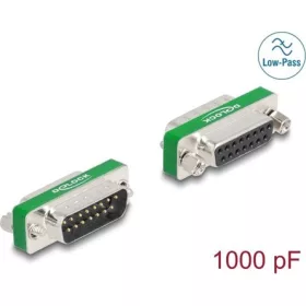   Delock RF/EMI interferencia elnyomó szűrő D-Sub 15 tűs apa   anya aluláteresztő szűrő képességgel