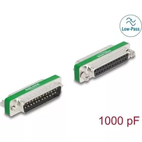   Delock RF/EMI interferencia elnyomó szűrő D-Sub 25 tűs apa   anya aluláteresztő szűrő képességgel