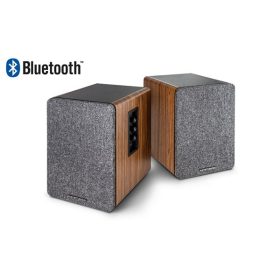   WaveMaster Hangszóró 2.0 - BASE (30W RMS, Bluetooth, RCA, Barna fa és szürke)