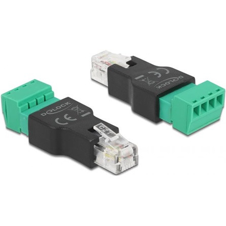 Delock RJ11/14 -> Terminal block 4pin M/F adapter fekete