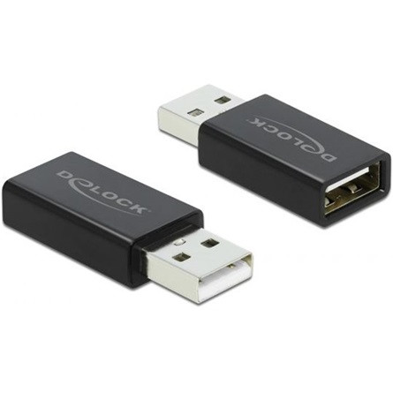 Delock USB-A 2.0 -> USB-A 2.0 M/F adatblokkoló  fekete