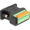 Delock D-Sub 9pin -> Terminal block 9pin M/F adapter fekete