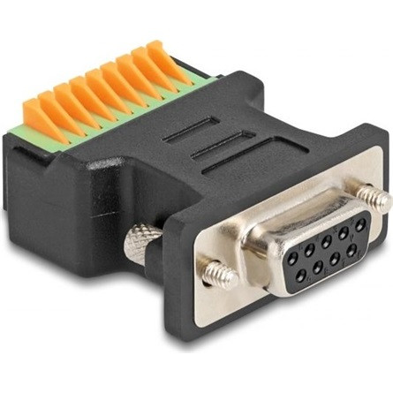 Delock D-Sub 9pin -> Terminal block 9pin F/F adapter fekete