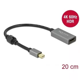   Delock Mini DisplayPort 1.4 -> HDMI 2.0 M/F aktív adapter 0.2m szürke-fekete HDR
