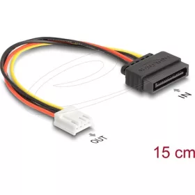   Delock SATA tápkábel 15 tűs apa - 1 db. Floppy 4 tűs anya 15 cm